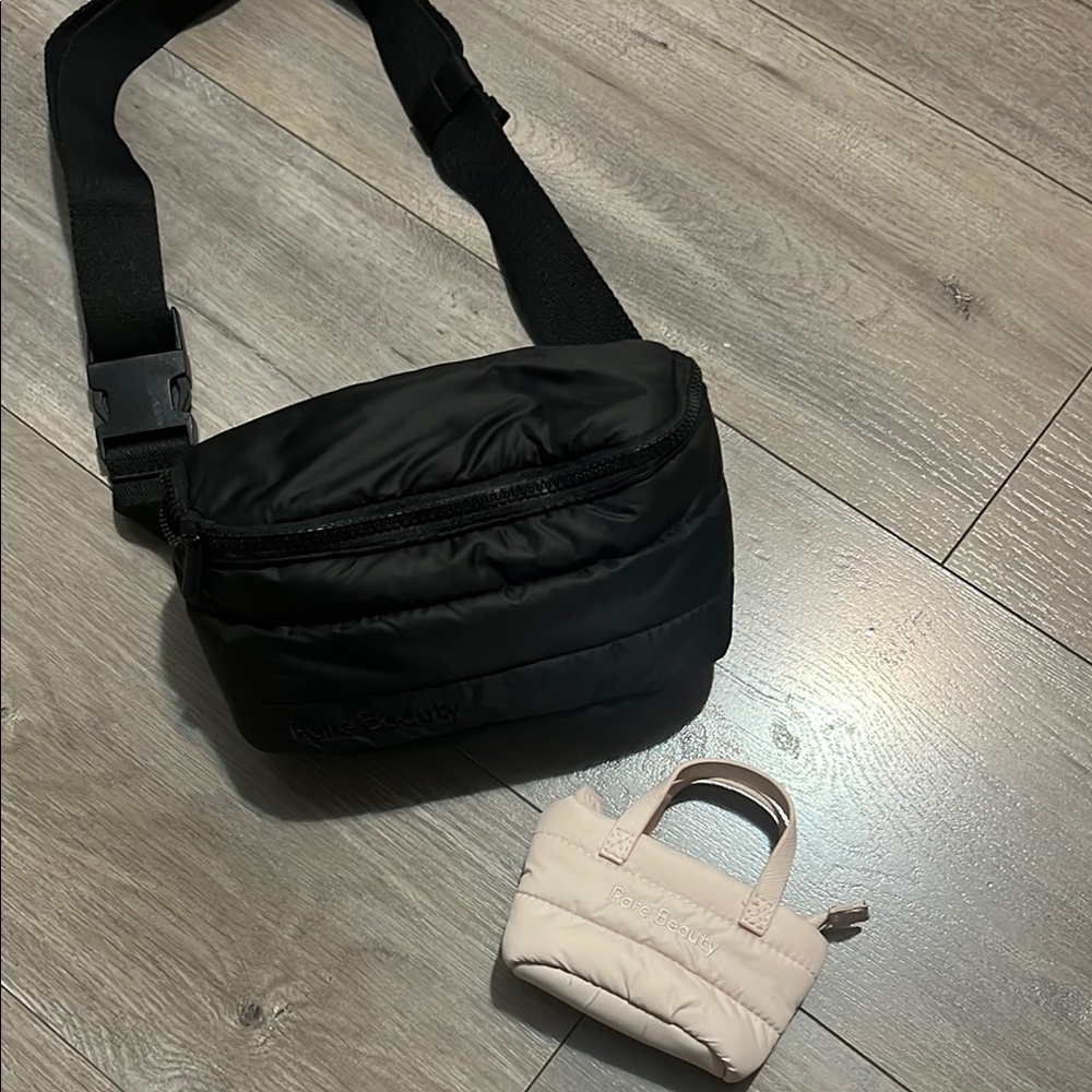 RARE BEAUTY Black belt bag and Cream Crossbody Bag Set